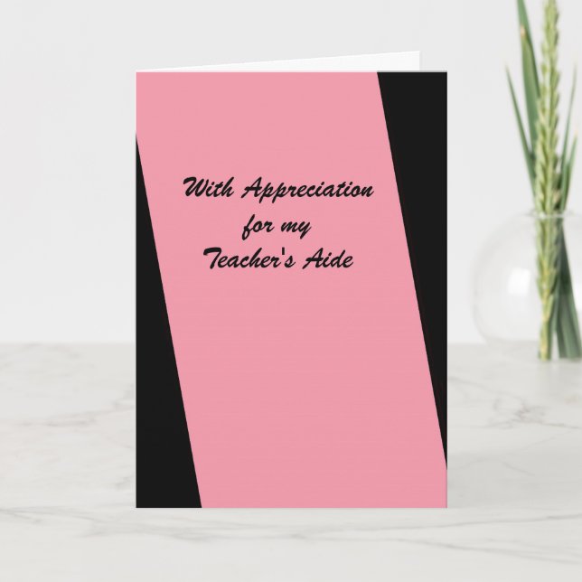 Pink Teacher's Aide Thank You Card (Front)