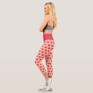 Pink Teacups Capri Leggings