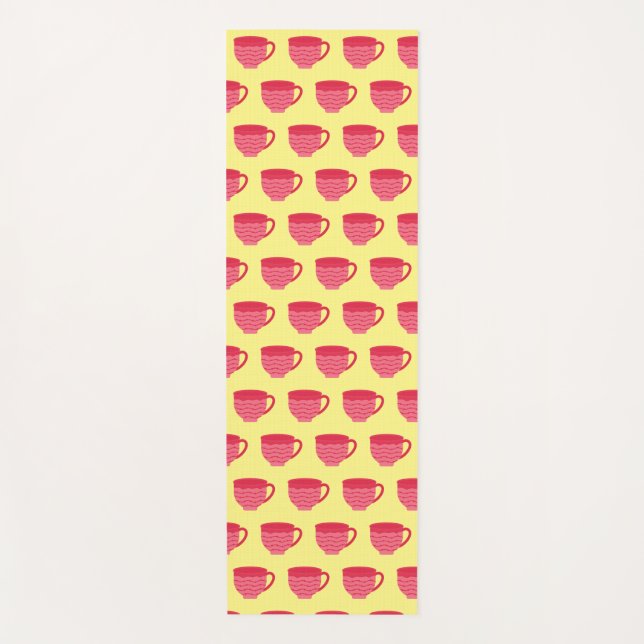 Pink Teacups Yoga Mat (Front)
