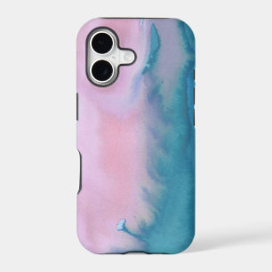 Pink teal abstract watercolor phone case