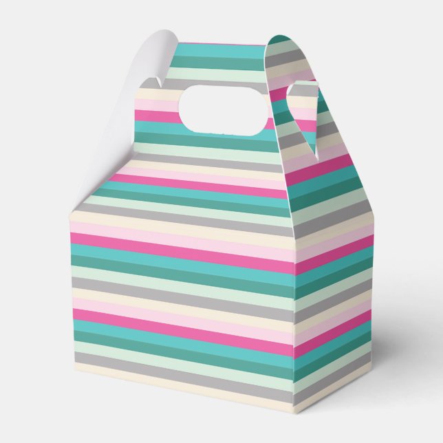 Pink Teal and Grey Striped Favour Box (Back Side)
