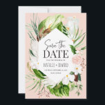 Pink, teal and orchid tropical floral save the date<br><div class="desc">Pink,  teal and orchid tropical floral design. Beautiful modern script text. Part of a collection.</div>