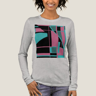 Pink Teal Black Geometric Abstract Art Labyrinth Tri-Blend Shirt