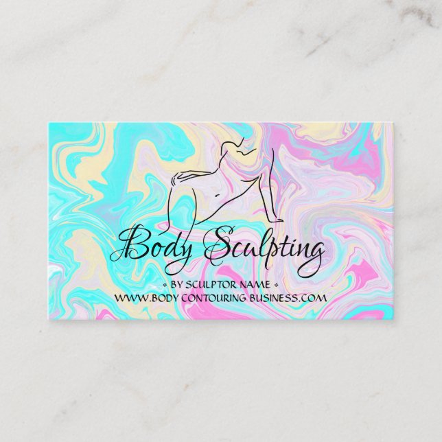 Pink teal Body sculpting contouring spa woman Business Card (Front)