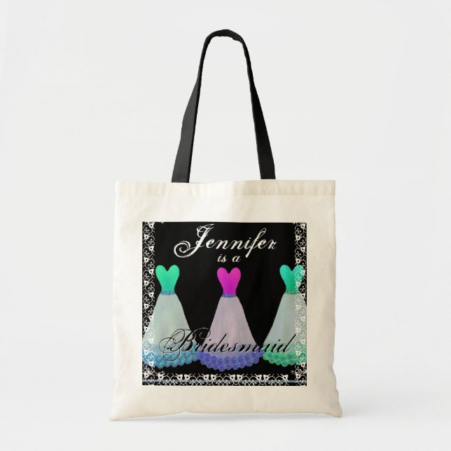PINK & TEAL Bridesmaid Dresses Tote Bag (Front)