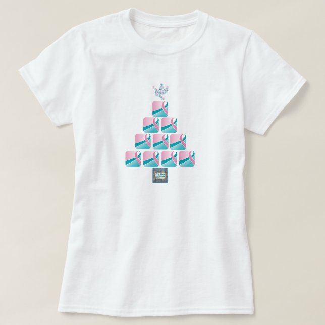 PINK & TEAL Christmas Tree! T-Shirt (Design Front)