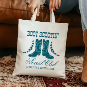 Pink Teal Cowgirl Bachelorette Social Club Tote Bag