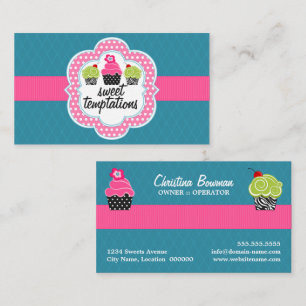Pink Teal Cupcake Bakery Business Card