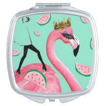 Pink Teal Flamingo abstract cute hipster mirror