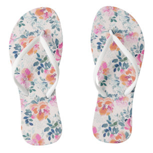 Pink & Teal Floral Pattern Jandals