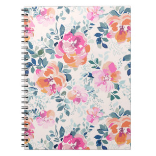 Pink & Teal Floral Pattern Notebook