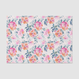 Pink & Teal Floral Pattern Tissue Paper