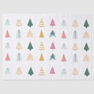 Pink Teal Gold Modern Eclectic Christmas Trees Tissue Paper