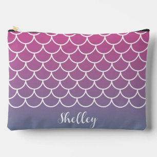 Pink Teal Gradient Mermaid Fishscale Accessory Pouch