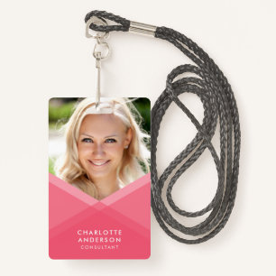Pink & Teal Layered Geometric Photo ID Badge