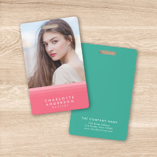 Pink & Teal Layered Photo ID Badge
