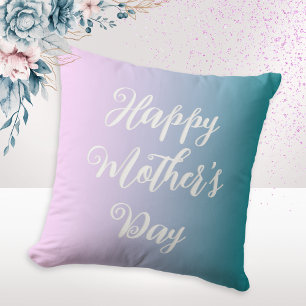Pink Teal Ombre Pretty Mother's Day Custom Message Cushion