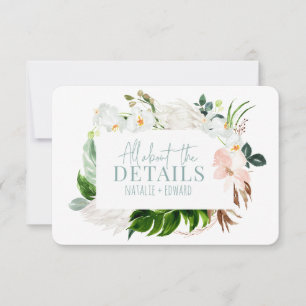 Pink, teal + orchid tropical floral enclosure card