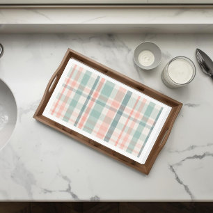 Pink Teal Plaid Spring Easter Paper Guest Towels Napkin