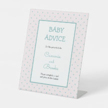 Pink Teal polka dot baby advice table sign
