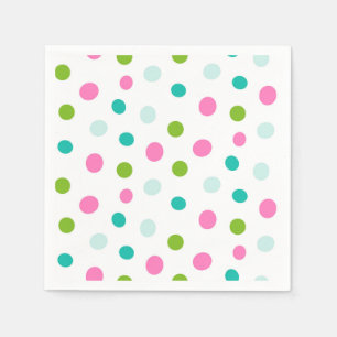 Pink Teal Polkadots Simple Modern Christmas  Napkin