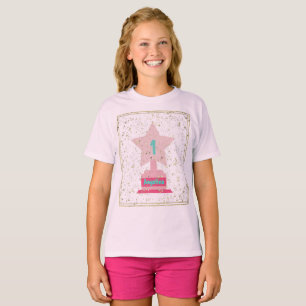 Pink Teal Trophy Star Girly Modern Back to School T-Shirt
