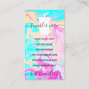 Pink Teal Tumbler care instructions ombré vinyl Business Card