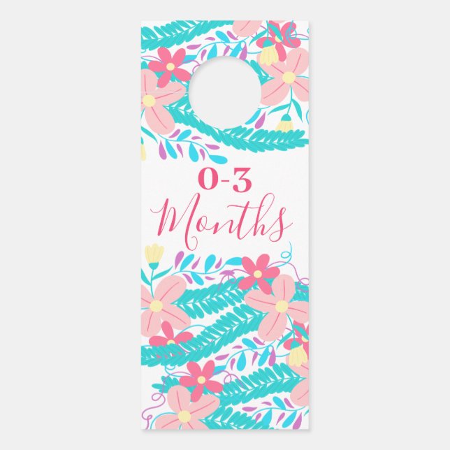 Pink Teal Yellow Floral Baby Closet Divider Door Hanger (Front)