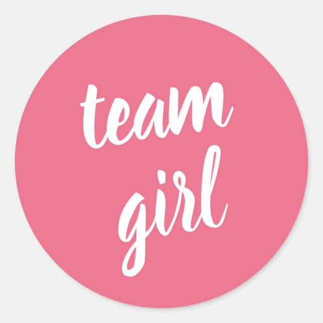 Pink Team Girl Baby Shower Gender Reveal Classic Round Sticker (Front)