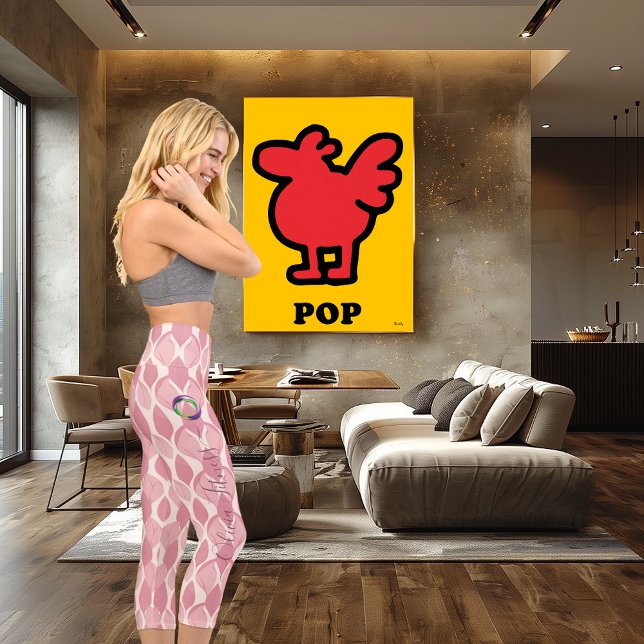 Pink Teardrop Pattern with Custom Name and Logo Capri Leggings (Creator Uploaded)