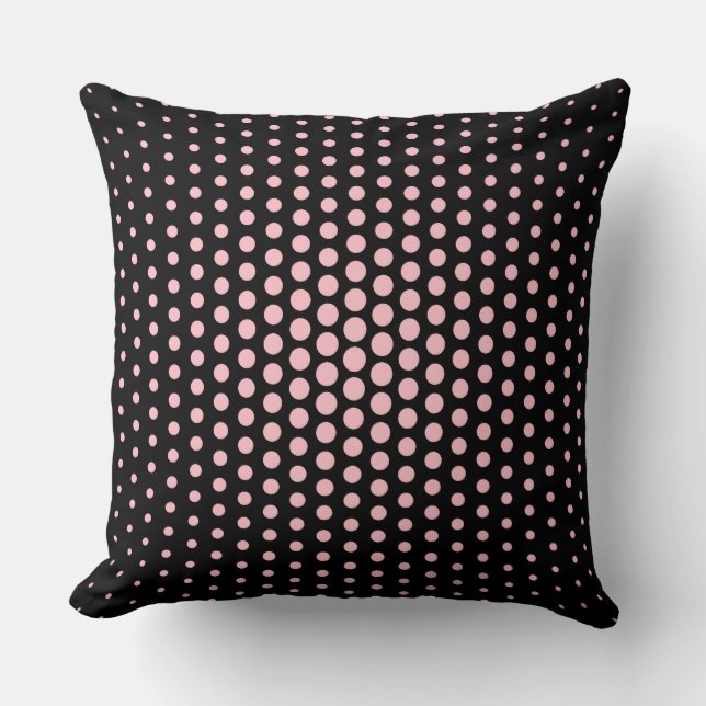 Pink Techno Dots Modern Black Cushion (Front)