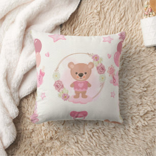 Pink Teddy Bear Baby Cushion