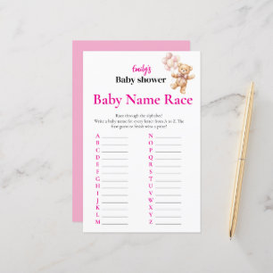 Pink Teddy Bear Baby Shower Baby Name Race Game