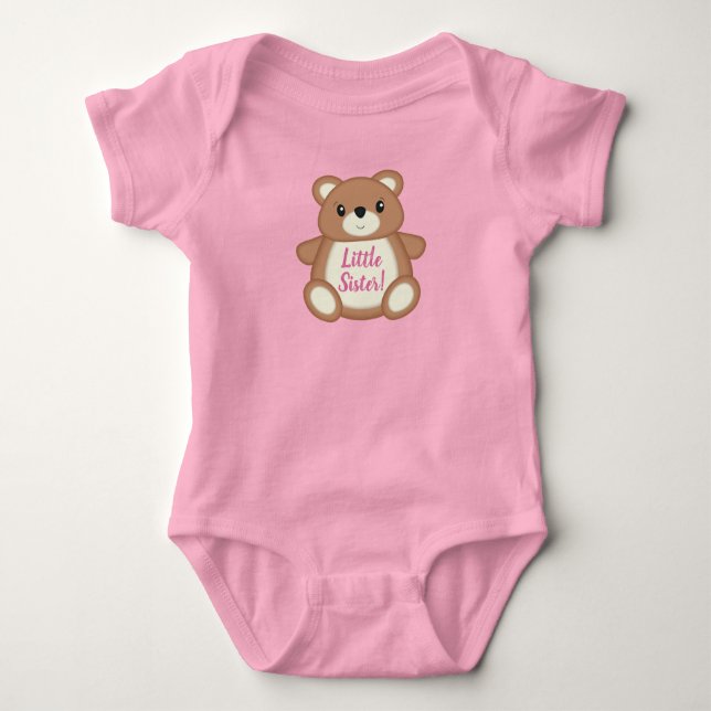 Pink Teddy Bear Baby Shower Bodysuit (Front)