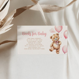 Pink Teddy Bear Baby Shower Books For Baby Enclosure Card
