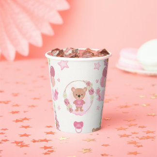 Pink Teddy Bear Baby Shower Cups