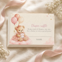 Pink Teddy Bear Baby Shower Diaper Raffle
