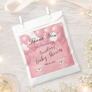Pink Teddy Bear Baby Shower Favour Bag