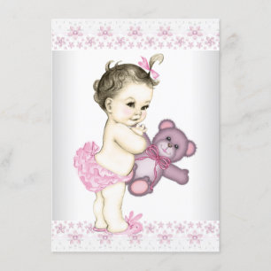 Pink Teddy Bear Baby Shower Invitation