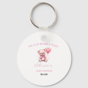 Pink Teddy Bear Baby Shower Key Ring