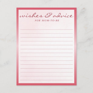 Pink Teddy Bear Baby Shower Wishes & Advice  Enclosure Card