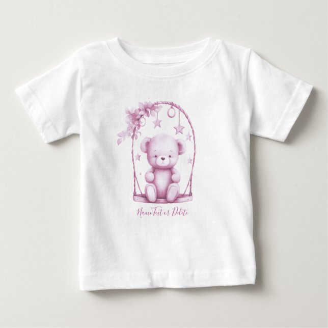 Pink Teddy Bear Baby T-Shirt (Front)