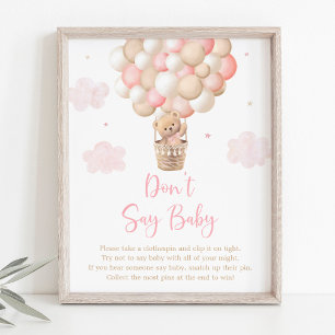 Pink Teddy Bear Balloon Don't Say Baby Game Poster