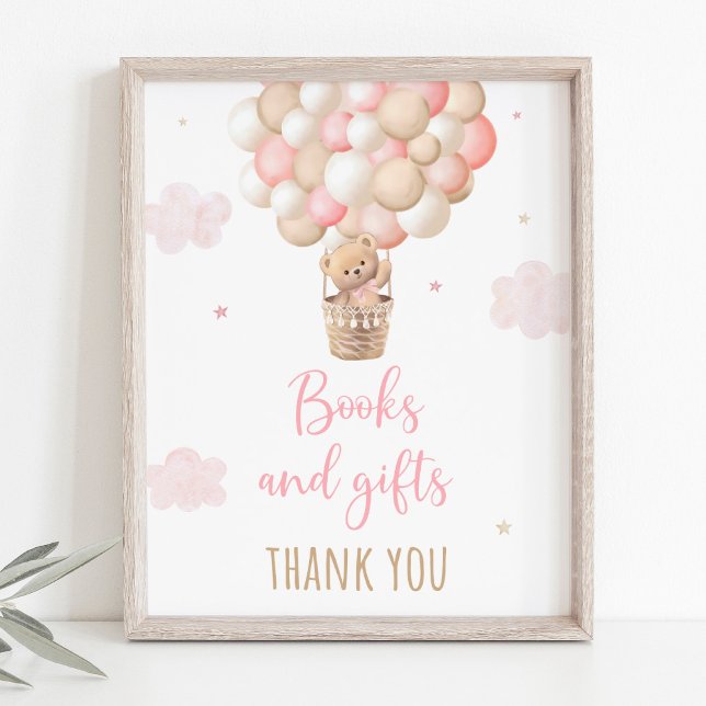 Pink Teddy Bear Balloons Baby Shower Gifts Sign (Creator Uploaded)
