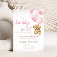 Pink Teddy Bear Balloons Baby Shower