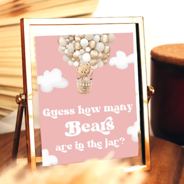 Pink Teddy Bear Balloons Guess How Many Bears Poster (Creator Uploaded)