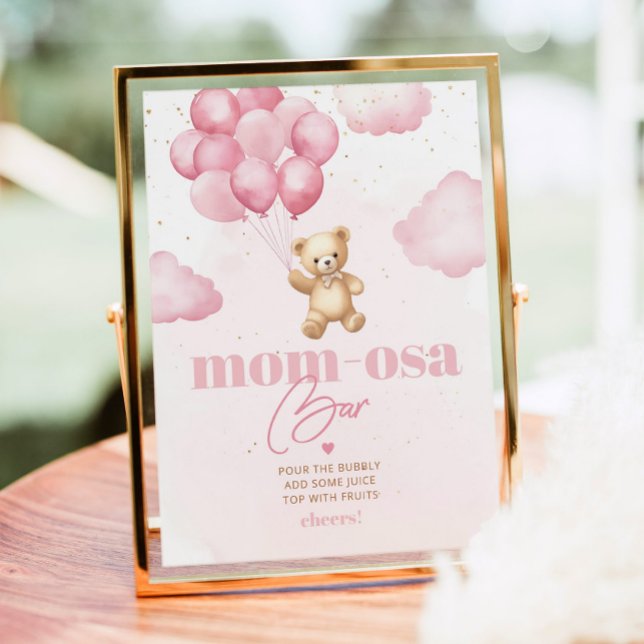 Pink teddy bear balloons mum-osa bar poster (Creator Uploaded)