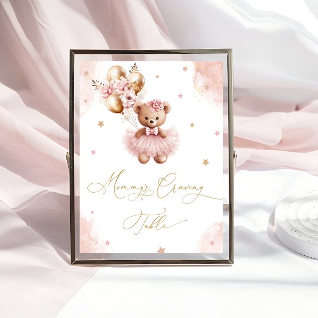 Pink Teddy Bear Balloons Mummy's Craving Table Poster (Creator Uploaded)