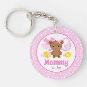 Pink Teddy Bear Clothes Baby Shower Mummy to Be Key Ring