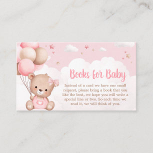 Pink Teddy Bear Clouds Baby Shower Books for Baby Enclosure Card